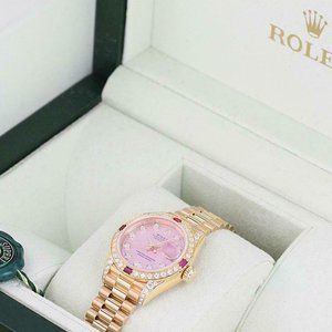 Sale! Rolex President 18k Yellow Gold w/ Ruby + Diamond Bezel
